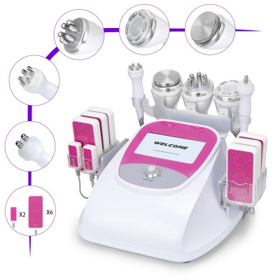 Máquina Profesional 6 en 1 Cavitación 40K + RF Vacío + Lipo Láser